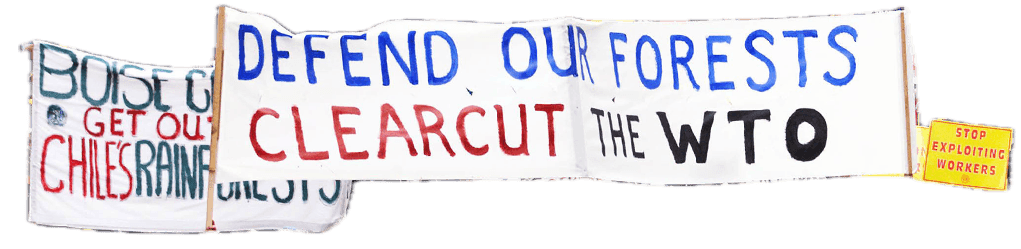 WTO protests banner
